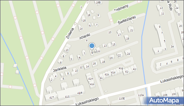 Szczecin, Jankiela, 9, mapa Szczecina