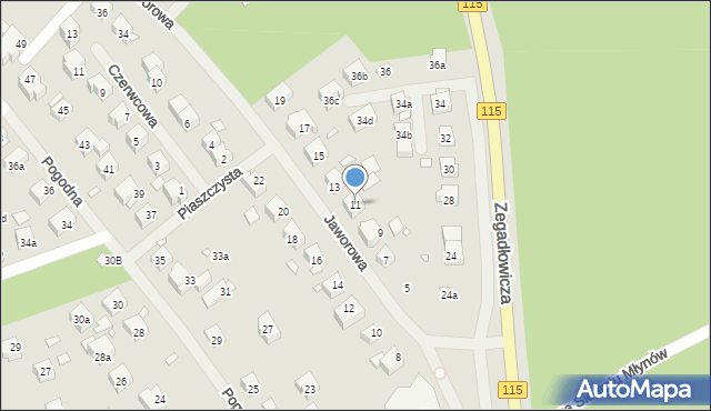 Szczecin, Jaworowa, 11, mapa Szczecina