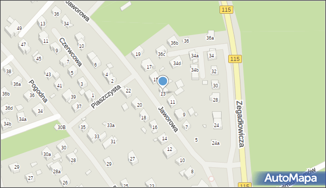 Szczecin, Jaworowa, 13, mapa Szczecina