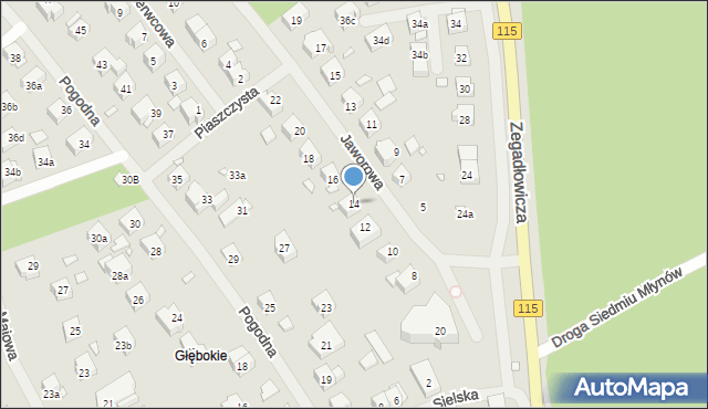 Szczecin, Jaworowa, 14, mapa Szczecina