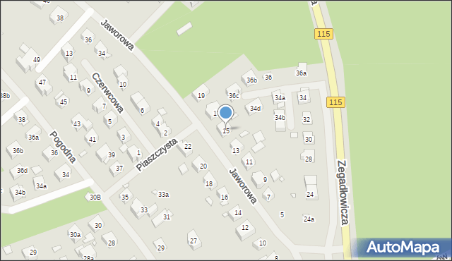 Szczecin, Jaworowa, 15, mapa Szczecina