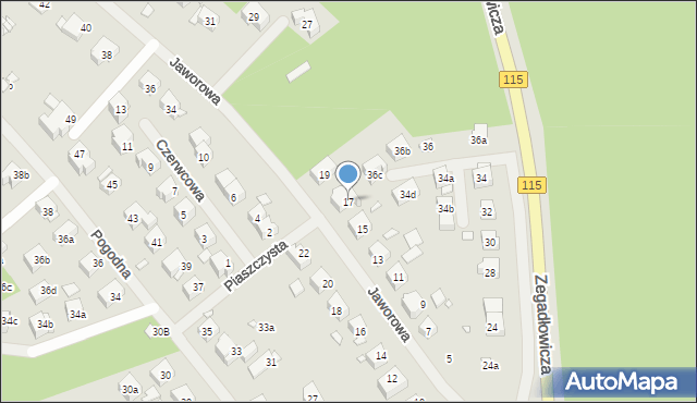 Szczecin, Jaworowa, 17, mapa Szczecina