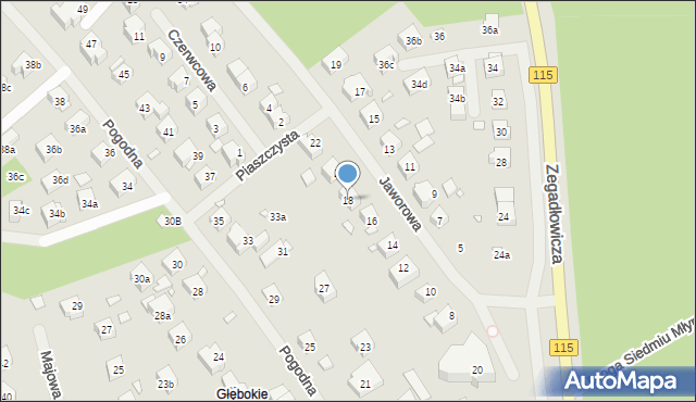 Szczecin, Jaworowa, 18, mapa Szczecina