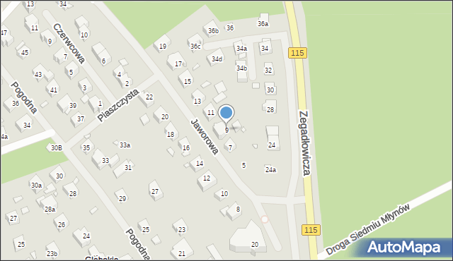 Szczecin, Jaworowa, 9, mapa Szczecina