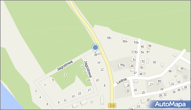 Tarnów Jezierny, Jagodowa, 16, mapa Tarnów Jezierny