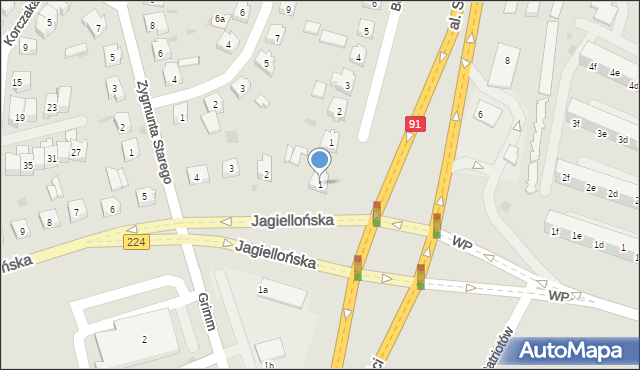 Tczew, Jagiellońska, 1, mapa Tczew