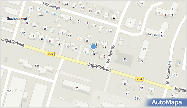 Tczew, Jagiellońska, 34, mapa Tczew