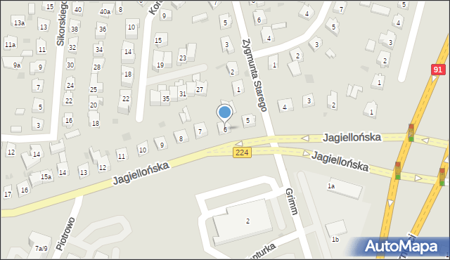 Tczew, Jagiellońska, 6, mapa Tczew