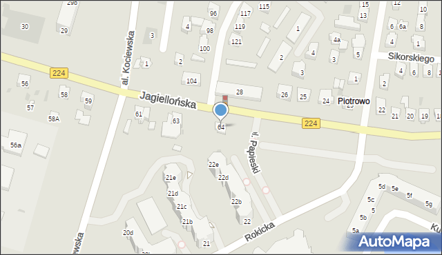 Tczew, Jagiellońska, 64, mapa Tczew
