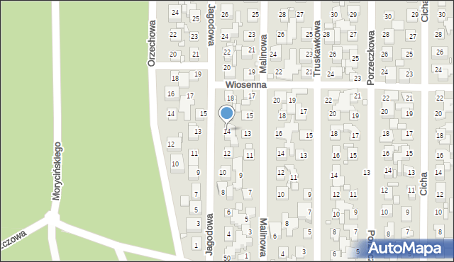 Toruń, Jagodowa, 14, mapa Torunia