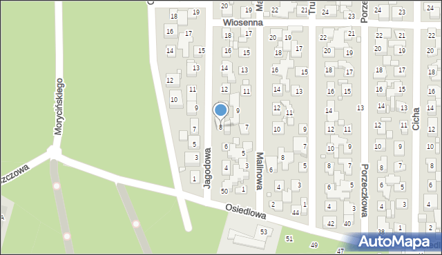 Toruń, Jagodowa, 8, mapa Torunia