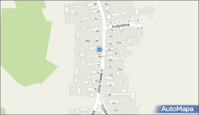 Trzebniów, Jana Pawła II, 70, mapa Trzebniów