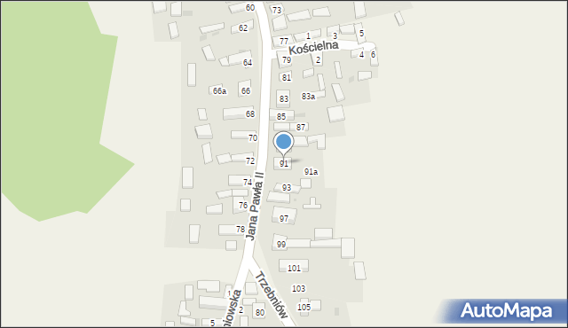 Trzebniów, Jana Pawła II, 91, mapa Trzebniów