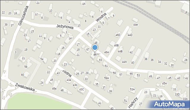 Tychy, Jagodowa, 65, mapa Tychów