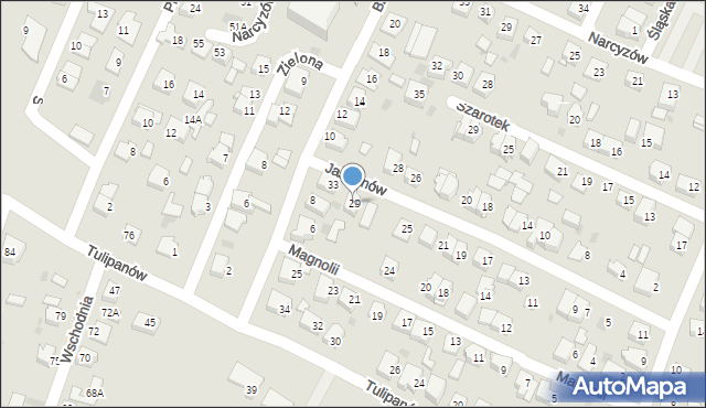 Tychy, Jaśminów, 29, mapa Tychów