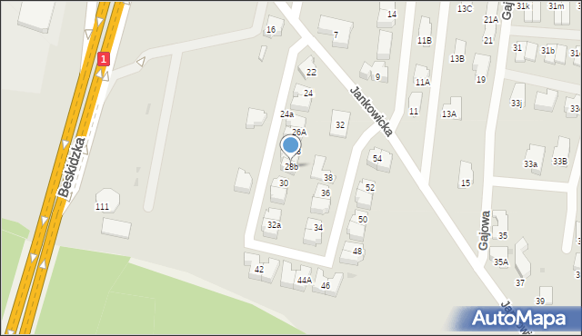 Tychy, Jankowicka, 28b, mapa Tychów