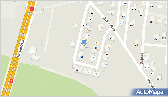 Tychy, Jankowicka, 30a, mapa Tychów