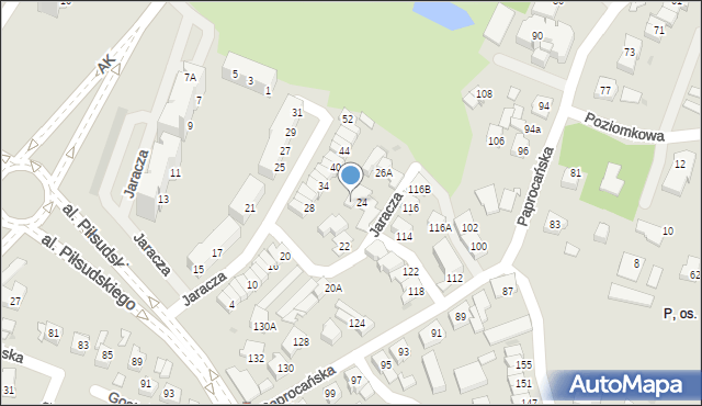 Tychy, Jaracza Stefana, 24B, mapa Tychów