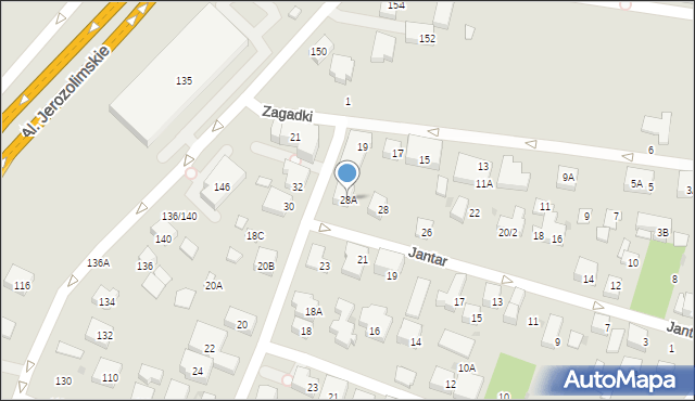 Warszawa, Jantar, 28A, mapa Warszawy