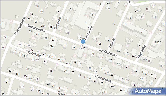 Warszawa, Janiszowska, 23a, mapa Warszawy