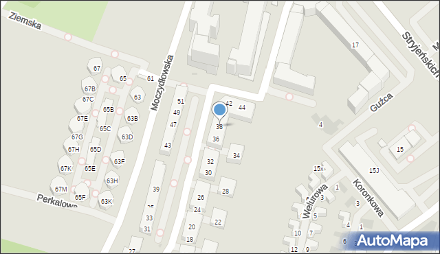 Warszawa, Jaworowa, 38, mapa Warszawy