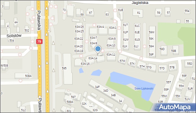 Warszawa, Jagielska, 63A/14A, mapa Warszawy