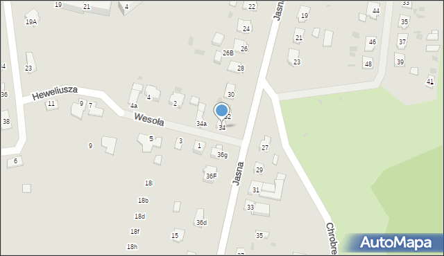 Węgorzewo, Jasna, 34, mapa Węgorzewo