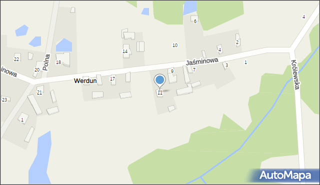 Werdun, Jaśminowa, 11, mapa Werdun