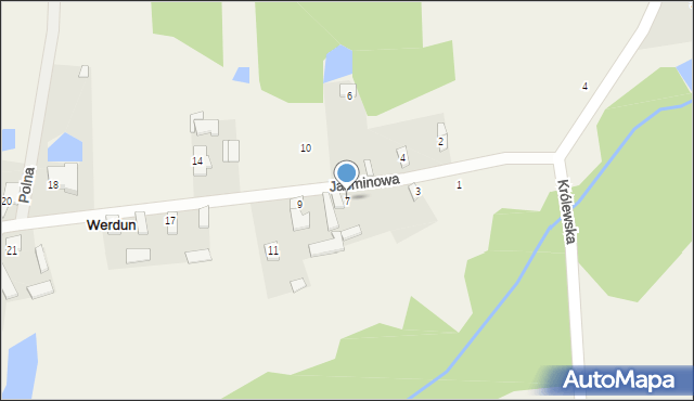 Werdun, Jaśminowa, 7, mapa Werdun