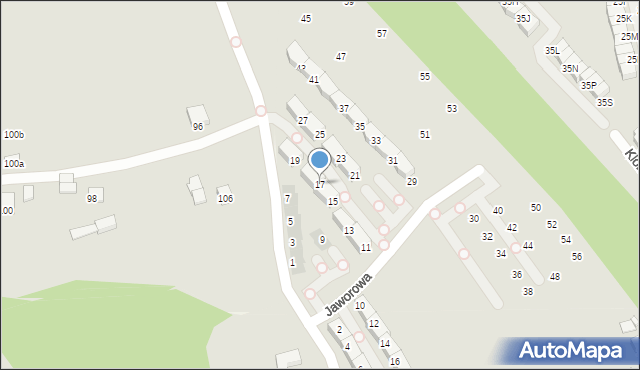 Wieliczka, Jaworowa, 17, mapa Wieliczka