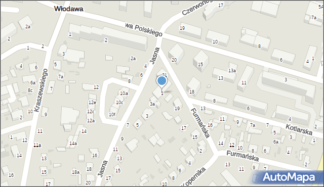 Włodawa, Jasna, 1, mapa Włodawa