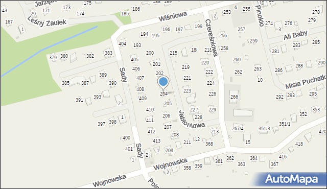 Wojnówko, Jabłoniowa, 204, mapa Wojnówko