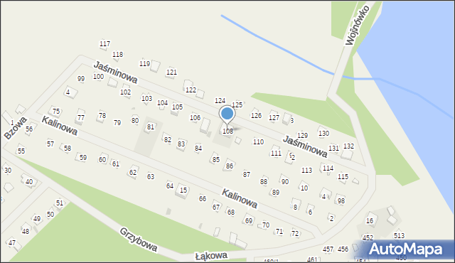 Wojnówko, Jaśminowa, 108, mapa Wojnówko