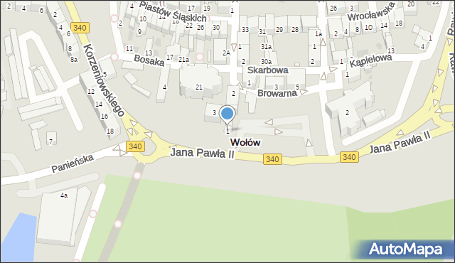 Wołów, Jana Pawła II, 1, mapa Wołów