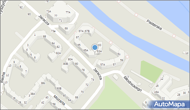 Wrocław, Jaracza Stefana, 63B, mapa Wrocławia