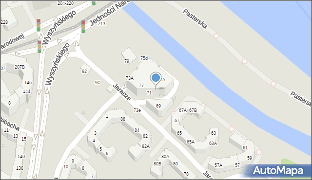 Wrocław, Jaracza Stefana, 71B, mapa Wrocławia