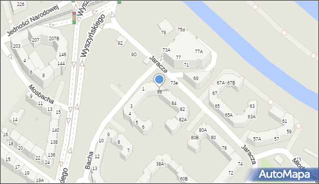 Wrocław, Jaracza Stefana, 88, mapa Wrocławia