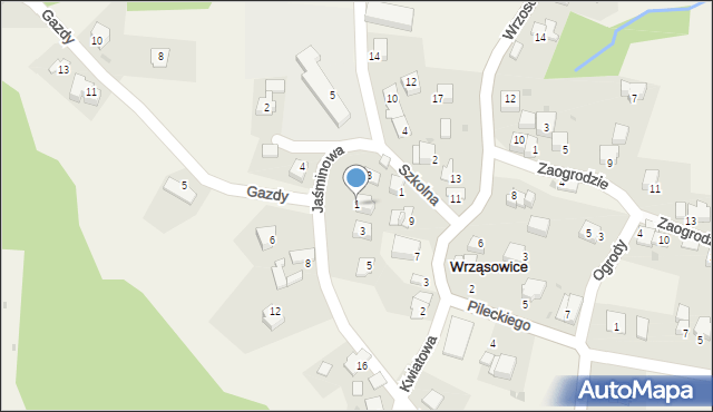 Wrząsowice, Jaśminowa, 1, mapa Wrząsowice