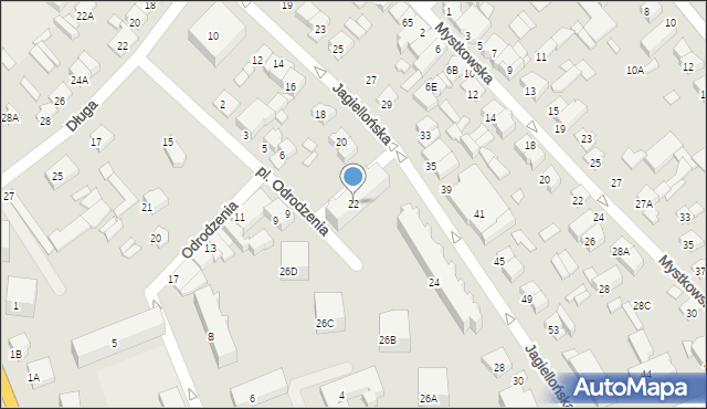Wysokie Mazowieckie, Jagiellońska, 22, mapa Wysokie Mazowieckie