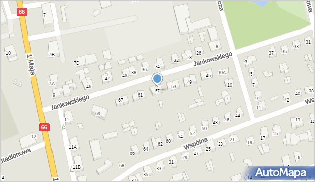 Wysokie Mazowieckie, Jankowskiego, 57, mapa Wysokie Mazowieckie