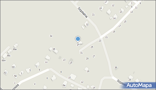 Żabno, Jarosza, ks., 17, mapa Żabno