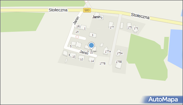 Zaborów, Janin, 11, mapa Zaborów