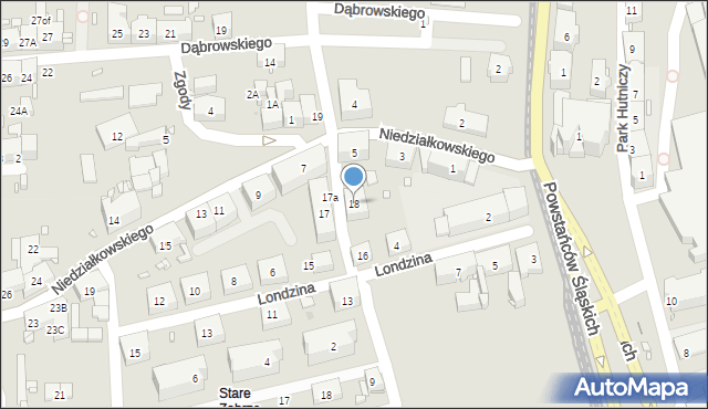 Zabrze, Jagiellońska, 18, mapa Zabrza