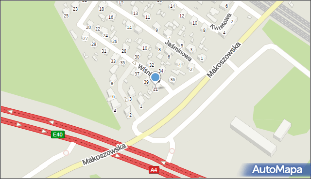 Zabrze, Jaśminowa, 41, mapa Zabrza