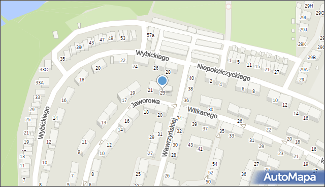 Zabrze, Jaworowa, 23, mapa Zabrza