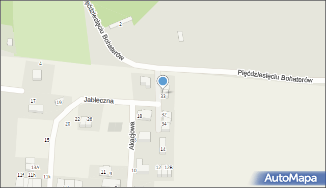 Zacharzyce, Jabłeczna, 33A, mapa Zacharzyce