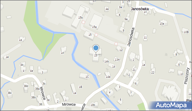 Zakopane, Janosówka, 13, mapa Zakopanego