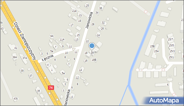 Zamość, Janowicka, 20, mapa Zamościa