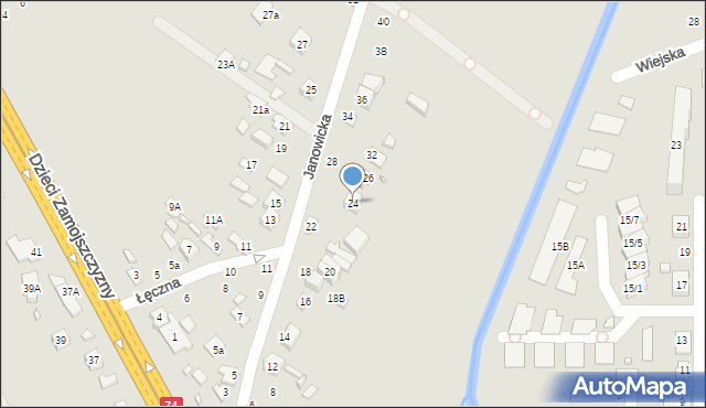 Zamość, Janowicka, 24, mapa Zamościa