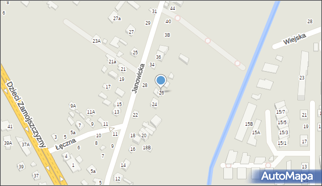 Zamość, Janowicka, 26, mapa Zamościa